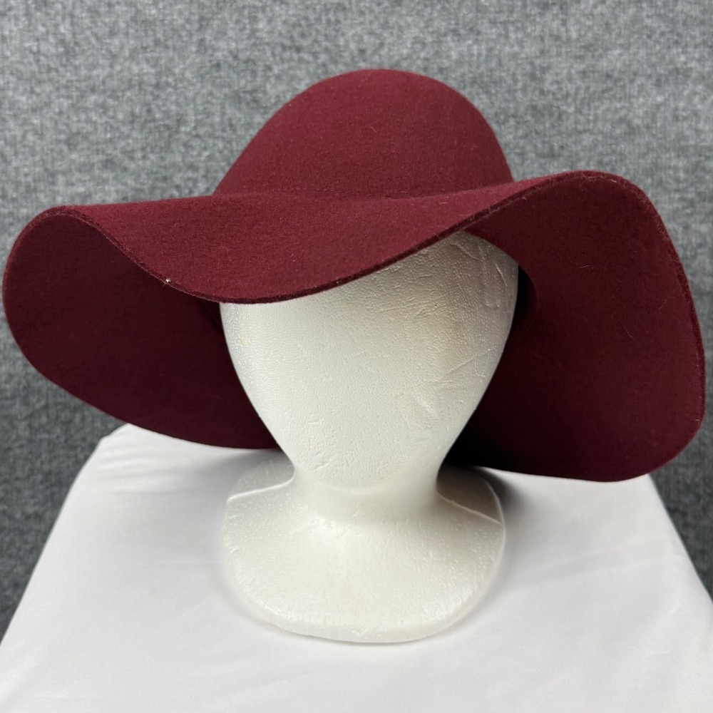 Aldo Fall Burgundy Wide Brim Floppy Hat Wool Felt Boho S/M indie Witchy Retro